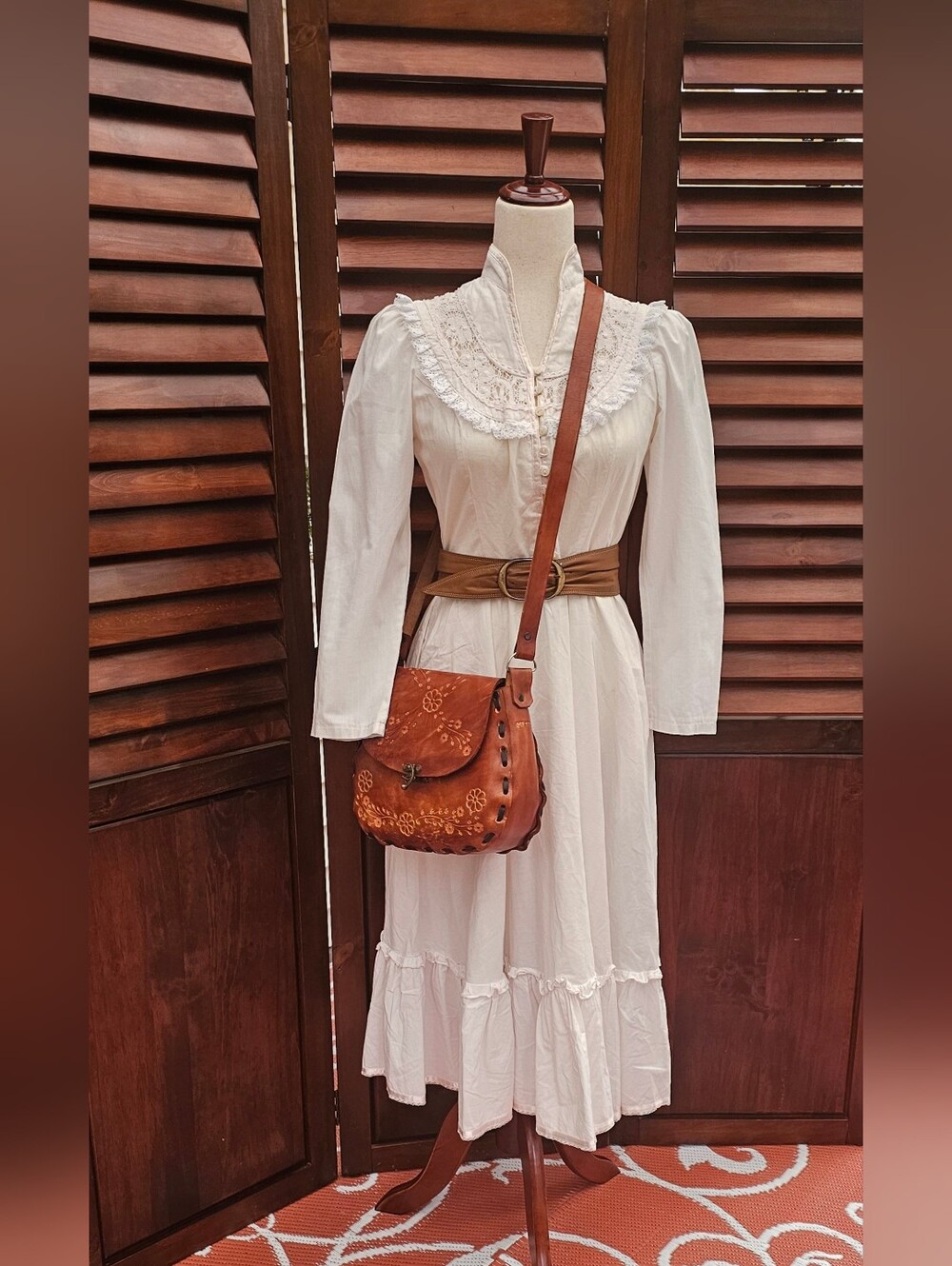 Vintage 70s 80s Gunne Sax White Prairie Dress Jessica McClintock Victorian Lace